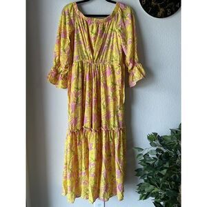 Scoop Off The Shoulder Maxi Dresses Multicolor Medium 8-10 Vacation Floral